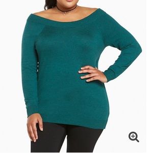 Torrid sz 0 Green Off Shoulder Sweater
